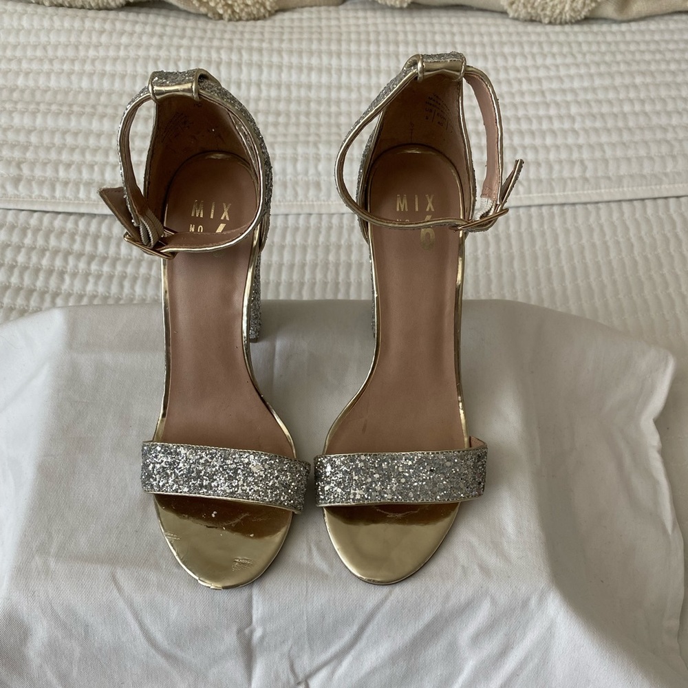 Silver sparkle heels